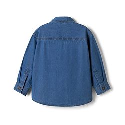 Babyhug 100% Cotton Woven Denim Washed Shirt with Full Sleeves and Only The Best Embroidery - Blue