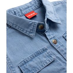 Babyhug Cotton Woven Washed Full Sleeves Denim Shirt with Bear Patch - Blue