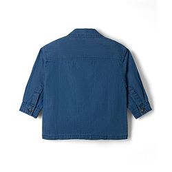 Babyhug 100% Cotton Woven Denim Shirt with Full Sleeves and Bear Print - Blue