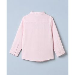 Babyhug 100% Cotton Woven Solid Shirt with Full Sleeves Mandarin Collar in Light Pink