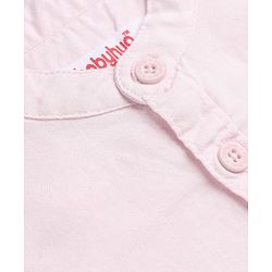 Babyhug 100% Cotton Woven Solid Shirt with Full Sleeves Mandarin Collar in Light Pink