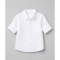 Babyhug 100% Cotton Woven Solid Shirt with Full Sleeves in White for 12-18 Months