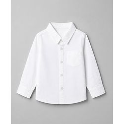 Babyhug 100% Cotton Woven Solid Shirt with Full Sleeves in White for 12-18 Months