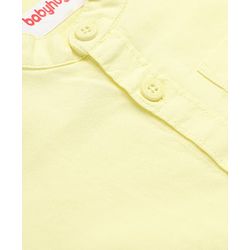 Babyhug 100% Cotton Woven Mandarin Collar Solid Shirt with Full Sleeves in Yellow