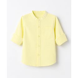 Babyhug 100% Cotton Woven Mandarin Collar Solid Shirt with Full Sleeves in Yellow