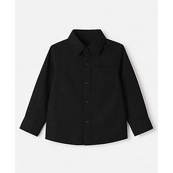 Babyhug 100% Cotton Woven Solid Shirt with Full Sleeves - Black