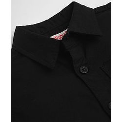 Babyhug 100% Cotton Woven Solid Shirt with Full Sleeves - Black