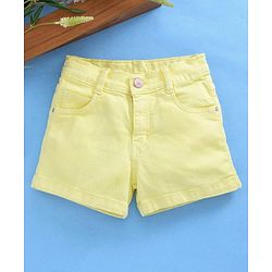 Babyhug Cotton Shorts With Adjustable Elasticated Waist - Yellow - 2-3YRS Yellow