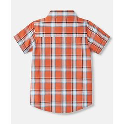Babyhug 100% Cotton Woven Checks Shirt with Half Sleeves - Choral