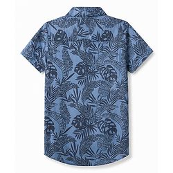 Babyhug 100% Cotton Woven Printed Shirt with Half Sleeves and Leaves Print - Blue