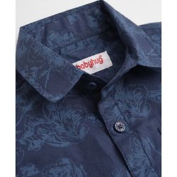 Babyhug 100% Cotton Woven Half Sleeves Regular Fit Shirt with Floral Print & Collar Neck in Blue