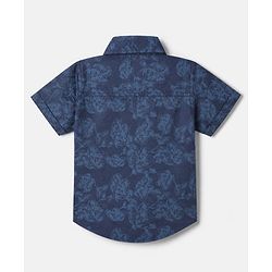 Babyhug 100% Cotton Woven Half Sleeves Regular Fit Shirt with Floral Print & Collar Neck in Blue