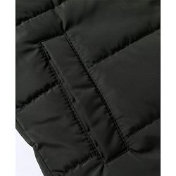 Babyhug Woven Padded Quilted Hooded Winter Jacket with Sleeveless and Color Block Print - Olive Green