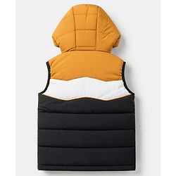 Babyhug Woven Padded Quilted Hooded Winter Jacket with Sleeveless and Color Block Print - Olive Green