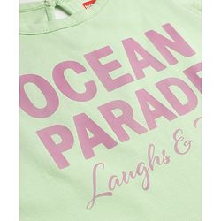 Babyhug 100% Cotton Knit Half Sleeves T-Shirt with Ocean Parade Text Print - Light Green