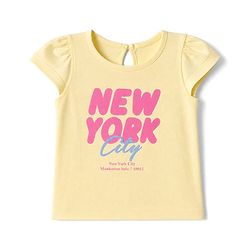 Babyhug 100% Cotton Knit T-Shirt with Half Sleeves and New York City Print - Yellow