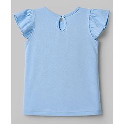 Babyhug 100% Cotton Knit T-Shirt with Half Frill Sleeves and Floral Graphic Print in Blue & White Pack of 3