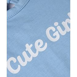 Babyhug 100% Cotton Knit T-Shirt with Half Frill Sleeves and Floral Graphic Print in Blue & White Pack of 3