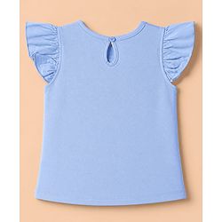Babyhug 100% Cotton Knit T-Shirt with Half Frill Sleeves and Floral Graphic Print in Blue & White Pack of 3