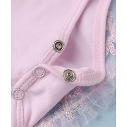 Babyhug Girls Solid Mesh Woven Sleeveless Party Onesie With Embroidery - Light Pink