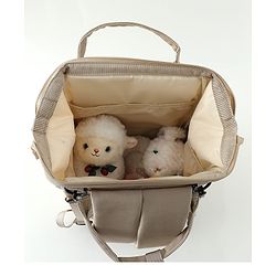 Babyhug Diaper Backpack | 3 Front Zipper Pockets| Spacious Main Compartment| Bottle Pocket| Wipes Dispenser| Stroller Hanging Straps| Back Zipper| Dual Top Handles| 26 x 18 x 39 cm| Unisex - Beige