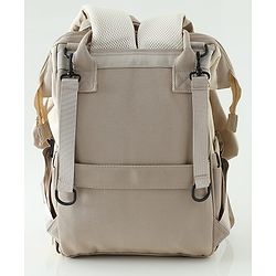Babyhug Diaper Backpack | 3 Front Zipper Pockets| Spacious Main Compartment| Bottle Pocket| Wipes Dispenser| Stroller Hanging Straps| Back Zipper| Dual Top Handles| 26 x 18 x 39 cm| Unisex - Beige