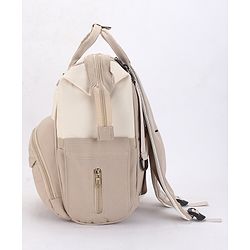 Babyhug Diaper Backpack | 3 Front Zipper Pockets| Spacious Main Compartment| Bottle Pocket| Wipes Dispenser| Stroller Hanging Straps| Back Zipper| Dual Top Handles| 26 x 18 x 39 cm| Unisex - Beige