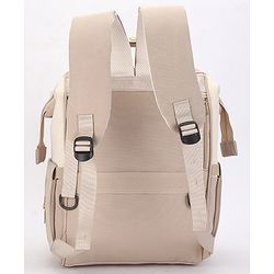 Babyhug Diaper Backpack | 3 Front Zipper Pockets| Spacious Main Compartment| Bottle Pocket| Wipes Dispenser| Stroller Hanging Straps| Back Zipper| Dual Top Handles| 26 x 18 x 39 cm| Unisex - Beige