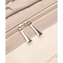 Babyhug Diaper Backpack | 3 Front Zipper Pockets| Spacious Main Compartment| Bottle Pocket| Wipes Dispenser| Stroller Hanging Straps| Back Zipper| Dual Top Handles| 26 x 18 x 39 cm| Unisex - Beige