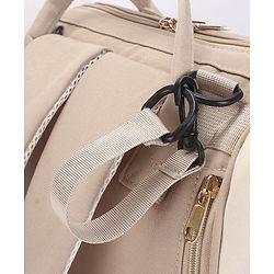 Babyhug Diaper Backpack | 3 Front Zipper Pockets| Spacious Main Compartment| Bottle Pocket| Wipes Dispenser| Stroller Hanging Straps| Back Zipper| Dual Top Handles| 26 x 18 x 39 cm| Unisex - Beige