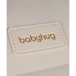 Babyhug Diaper Backpack | 3 Front Zipper Pockets| Spacious Main Compartment| Bottle Pocket| Wipes Dispenser| Stroller Hanging Straps| Back Zipper| Dual Top Handles| 26 x 18 x 39 cm| Unisex - Beige