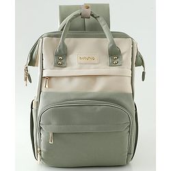Babyhug Diaper Backpack | 3 Front Zipper Pockets| Spacious Main Compartment| Bottle Pocket| Wipes Dispenser| Stroller Hanging Straps| Back Zipper| Dual Top Handles| 26 x 18 x 39 cm| Unisex - Beige