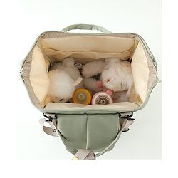 Babyhug Diaper Backpack | 3 Front Zipper Pockets| Spacious Main Compartment| Bottle Pocket| Wipes Dispenser| Stroller Hanging Straps| Back Zipper| Dual Top Handles| 26 x 18 x 39 cm| Unisex - Beige