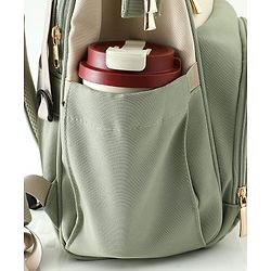 Babyhug Diaper Backpack | 3 Front Zipper Pockets| Spacious Main Compartment| Bottle Pocket| Wipes Dispenser| Stroller Hanging Straps| Back Zipper| Dual Top Handles| 26 x 18 x 39 cm| Unisex - Beige