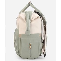 Babyhug Diaper Backpack | 3 Front Zipper Pockets| Spacious Main Compartment| Bottle Pocket| Wipes Dispenser| Stroller Hanging Straps| Back Zipper| Dual Top Handles| 26 x 18 x 39 cm| Unisex - Beige