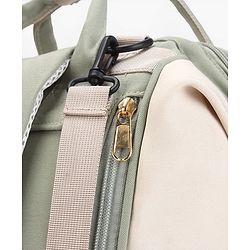 Babyhug Diaper Backpack | 3 Front Zipper Pockets| Spacious Main Compartment| Bottle Pocket| Wipes Dispenser| Stroller Hanging Straps| Back Zipper| Dual Top Handles| 26 x 18 x 39 cm| Unisex - Beige