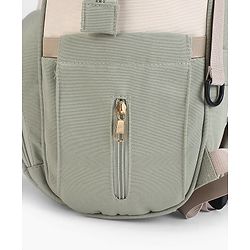 Babyhug Diaper Backpack | 3 Front Zipper Pockets| Spacious Main Compartment| Bottle Pocket| Wipes Dispenser| Stroller Hanging Straps| Back Zipper| Dual Top Handles| 26 x 18 x 39 cm| Unisex - Beige