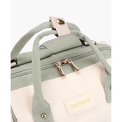 Babyhug Diaper Backpack | 3 Front Zipper Pockets| Spacious Main Compartment| Bottle Pocket| Wipes Dispenser| Stroller Hanging Straps| Back Zipper| Dual Top Handles| 26 x 18 x 39 cm| Unisex - Beige