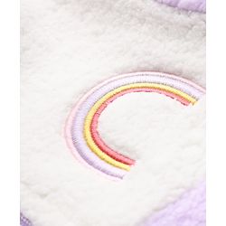 Babyhug Fur Woven Full Sleeves Winter Hooded Sweatshirt And Pant With Rainbow Embroidery - Lavender