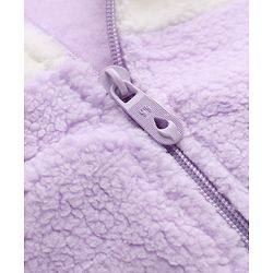 Babyhug Fur Woven Full Sleeves Winter Hooded Sweatshirt And Pant With Rainbow Embroidery - Lavender