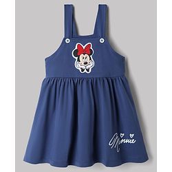 Babyhug Disney 100% Cotton Single Jersey Knit Frock and T-Shirt with Full Sleeves and Minnie Mouse Print in Navy Blue