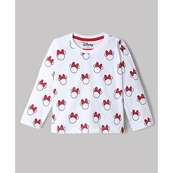 Babyhug Disney 100% Cotton Single Jersey Knit Frock and T-Shirt with Full Sleeves and Minnie Mouse Print in Navy Blue