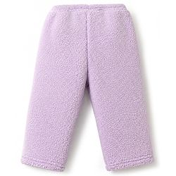 Babyhug Fur Woven Full Sleeves Winter Hooded Sweatshirt And Pant With Rabbit Embroidery - Lavender