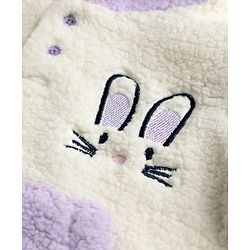 Babyhug Fur Woven Full Sleeves Winter Hooded Sweatshirt And Pant With Rabbit Embroidery - Lavender