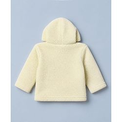 Babyhug Fur Woven Full Sleeves Winter Hooded Sweatshirt And Pant With Bear Patch - Yellow