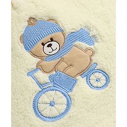 Babyhug Fur Woven Full Sleeves Winter Hooded Sweatshirt And Pant With Bear Patch - Yellow