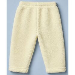 Babyhug Fur Woven Full Sleeves Winter Hooded Sweatshirt And Pant With Bear Patch - Yellow