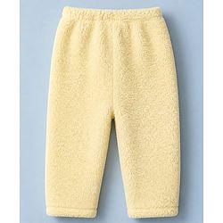 Babyhug Sherpa Fur Knit Hooded Winter Wear Suit Cloud Patch & Ear Applique - Light Yellow