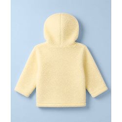 Babyhug Sherpa Fur Knit Hooded Winter Wear Suit Cloud Patch & Ear Applique - Light Yellow