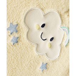 Babyhug Sherpa Fur Knit Hooded Winter Wear Suit Cloud Patch & Ear Applique - Light Yellow